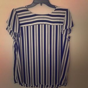 💵LOFT navy and white striped blouse